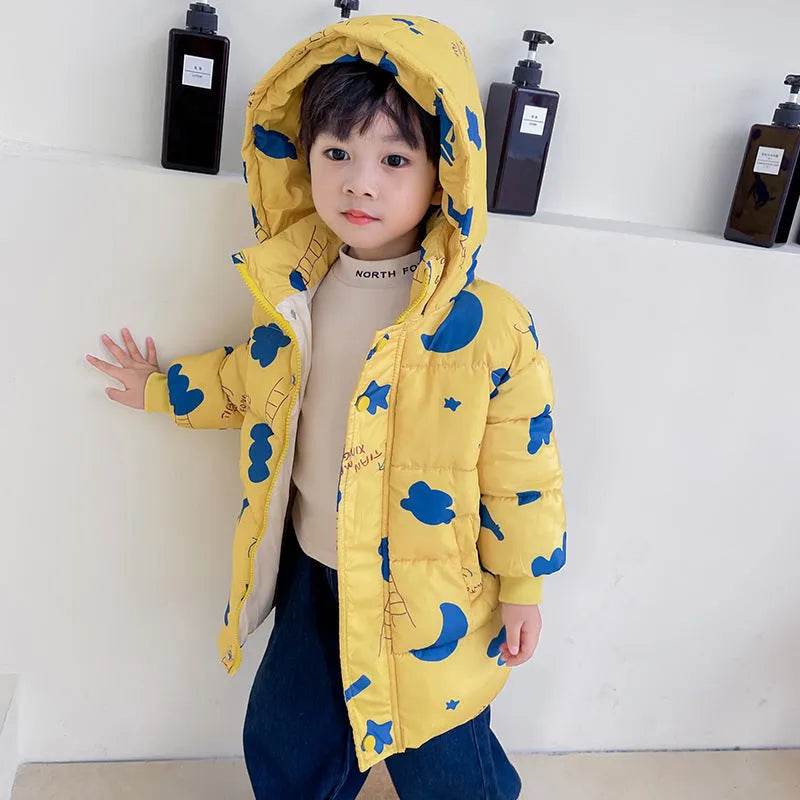 New Style Children's Down Jacket Middle Long Cute Thickened Cotton - Velora