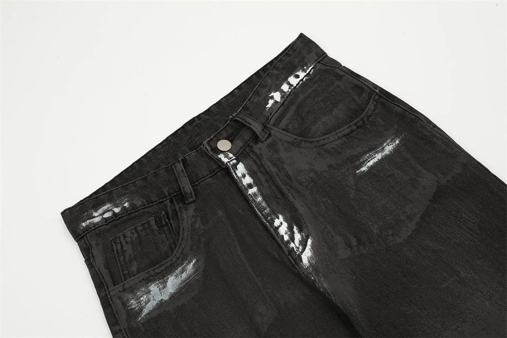 Punk Waste Soil Distressed Men Denim jeans pant Straight-leg Trousers - Velora