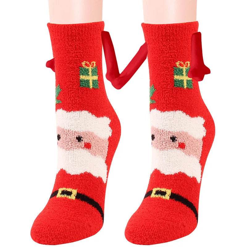 Soft Carton Christmas-themed Fleece Winter Home socks for Women