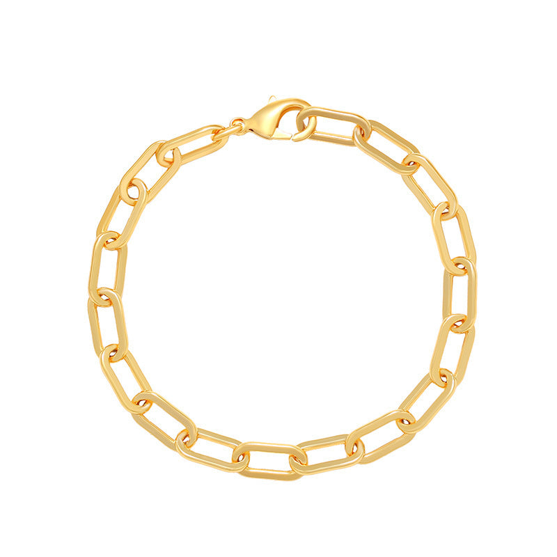 Alloy Gold-plated Oval Chain INS Cold Style Simple Golden Chain European And American Bracelets