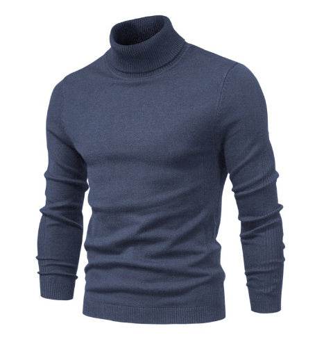 Men's Solid Color Slim Pullover Turtleneck Sweater Winter Casual Tops Clothing - Velora