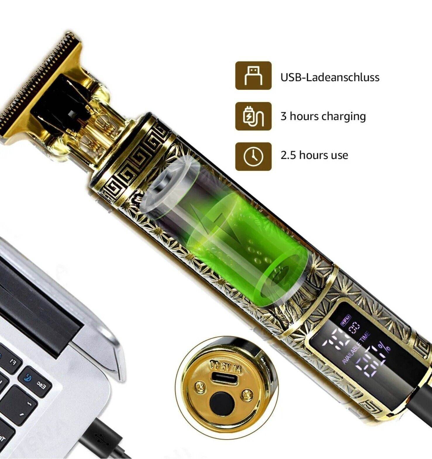 Beard Trimmer Hair Clippers Cordless Hair Cutting Kit Barber Shaving Machine For Men USB Rechargeable 1 PCS - Velora