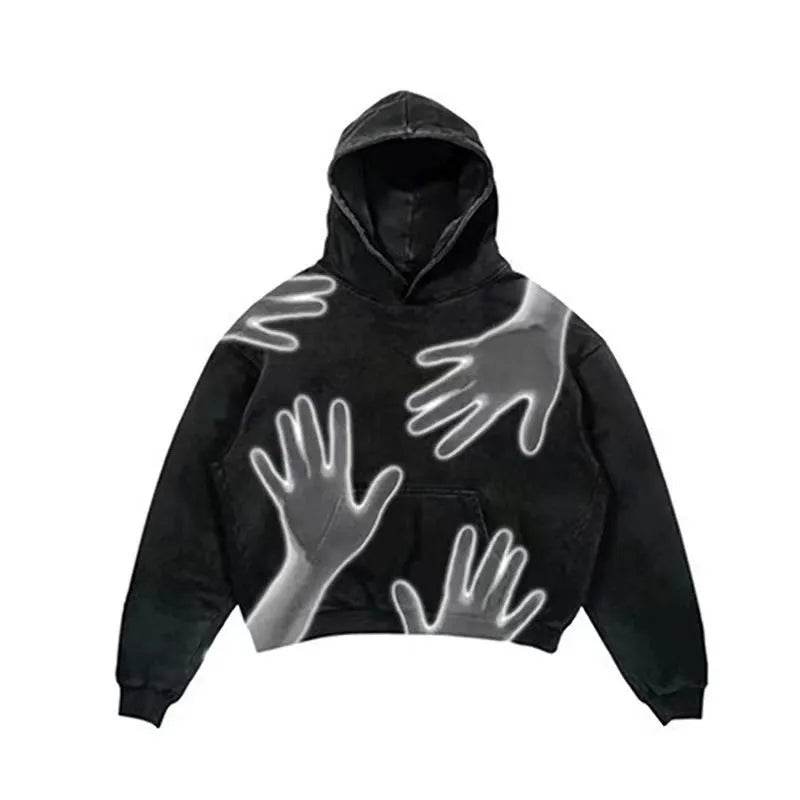 Men's And Women's Fashion Punk Design Fleece Printed Hoodie top - Velora