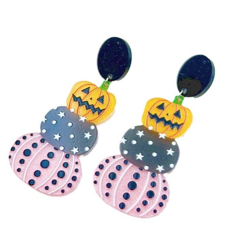 Halloween Day Ornament Colorful Ghost Eyes Funny Acrylic Earrings For Women - Velora