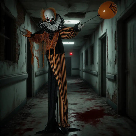 65inch Life Size Outdoor Halloween Decorations Talking Circus Clown With A Balloon, Animated Prop With Sound And Motion Activated, Light Up Eyes, Laughter EX-STOCK Canada