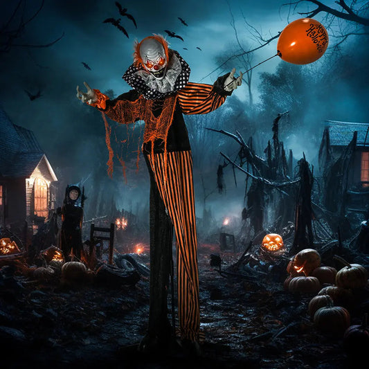65inch Life Size Outdoor Halloween Decorations Talking Circus Clown With A Balloon, Animated Prop With Sound And Motion Activated, Light Up Eyes, Laughter EX-STOCK Canada