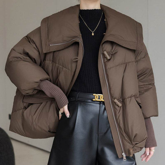 Down Cotton-padded Jacket Women's Short Fur Collar Thickened Coat Winter Clothing - Velora