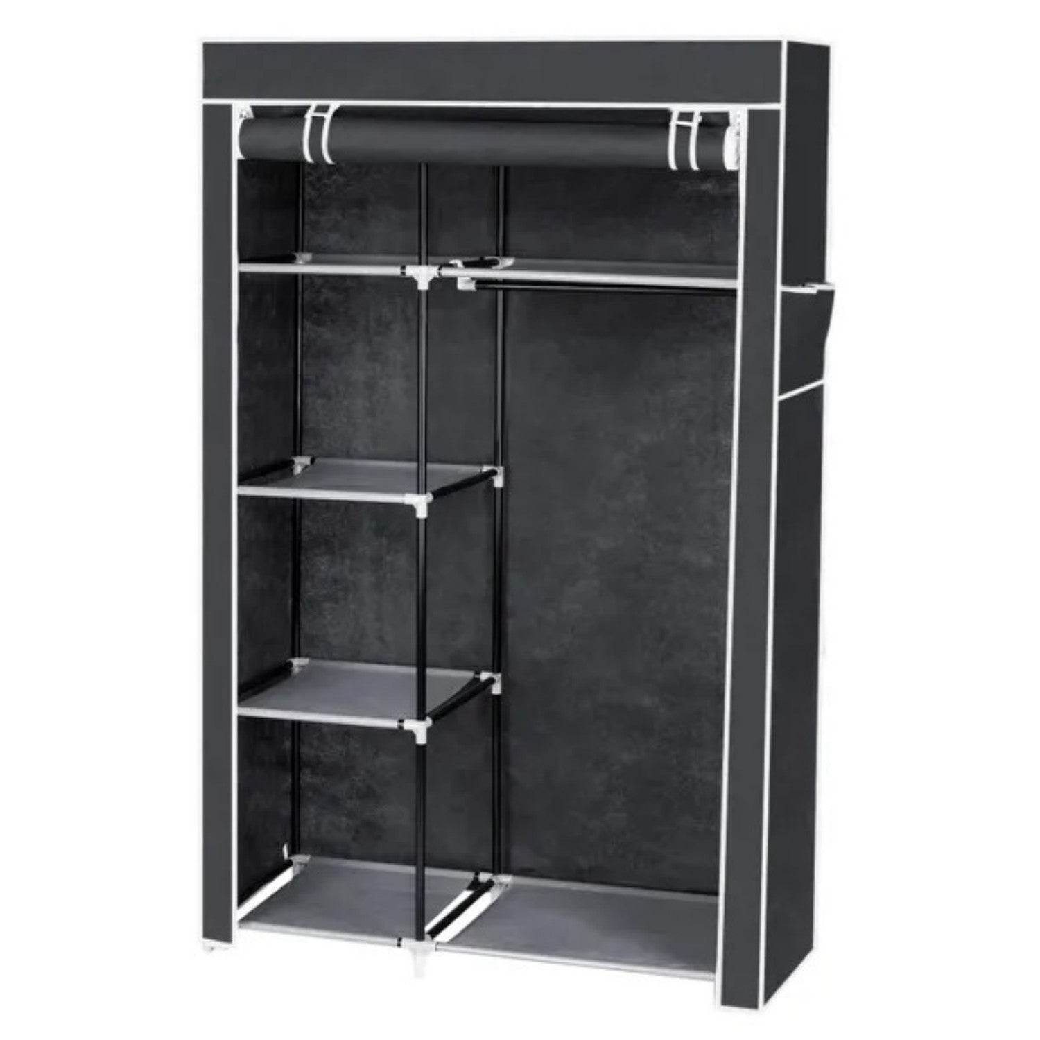 64 Portable Closet Storage Organizer Wardrobe Clothes Rack With Shelves Gray - Velora