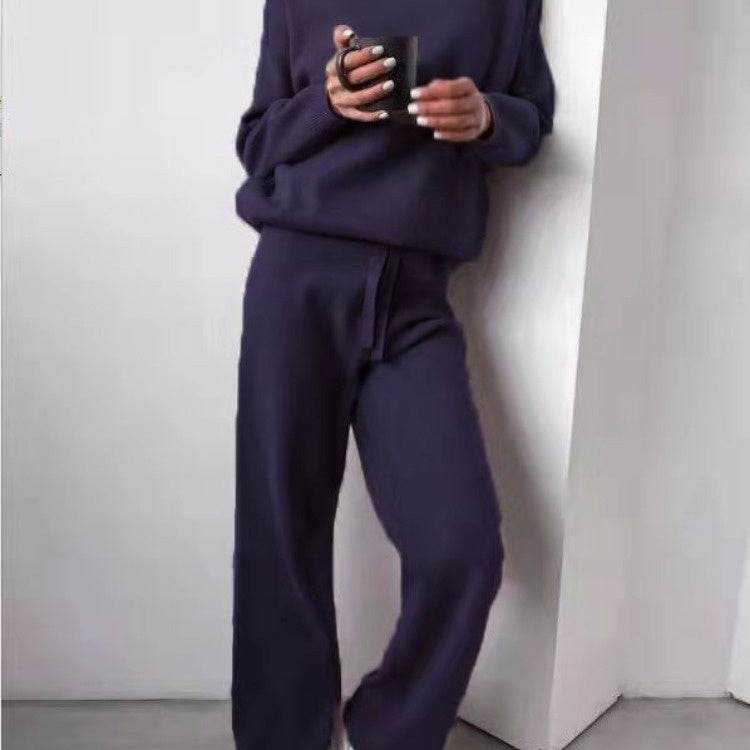 Casual Fashion Suits For Women Turtleneck Sweater And Drawstring Straight Pants - Velora
