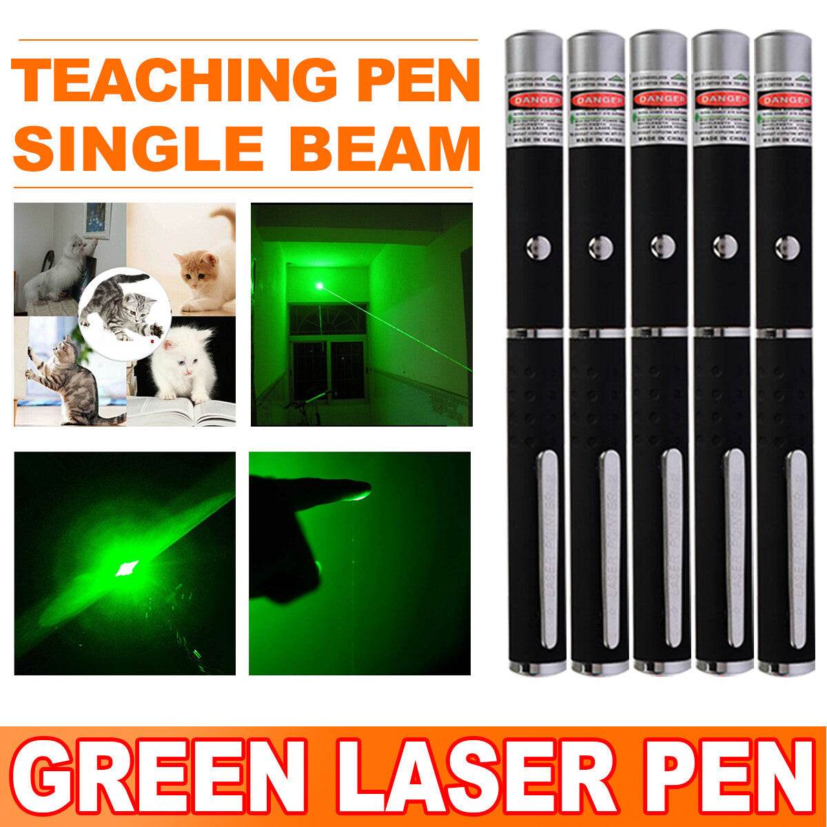 Pet Toy Green Laser Pointer Pen Light Single Beam High Power Lazer Flashlight 900Miles 1mW 532nm Torch - Velora