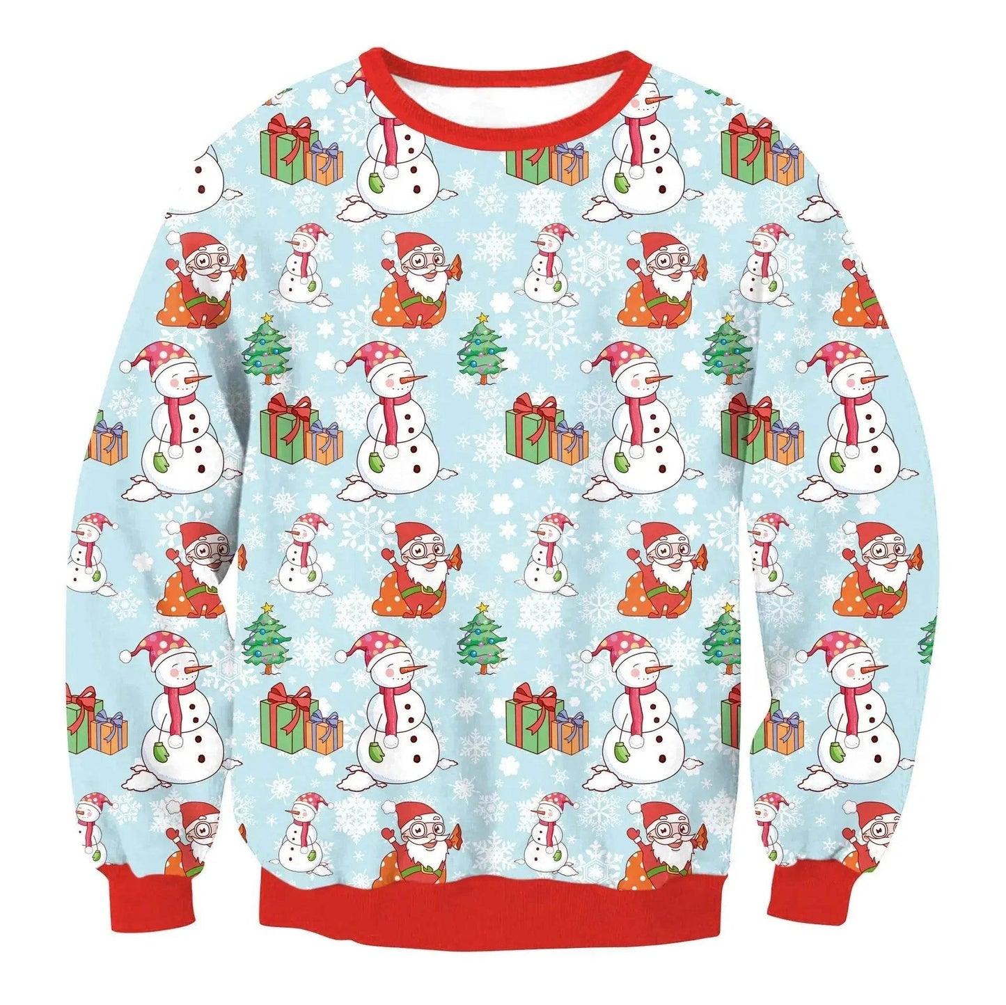 Autumn Winter Fashion Ugly Christmas Sweater Santa Elf Funny Pullover Womens Mens Print Sweaters Tops Clothing - Velora