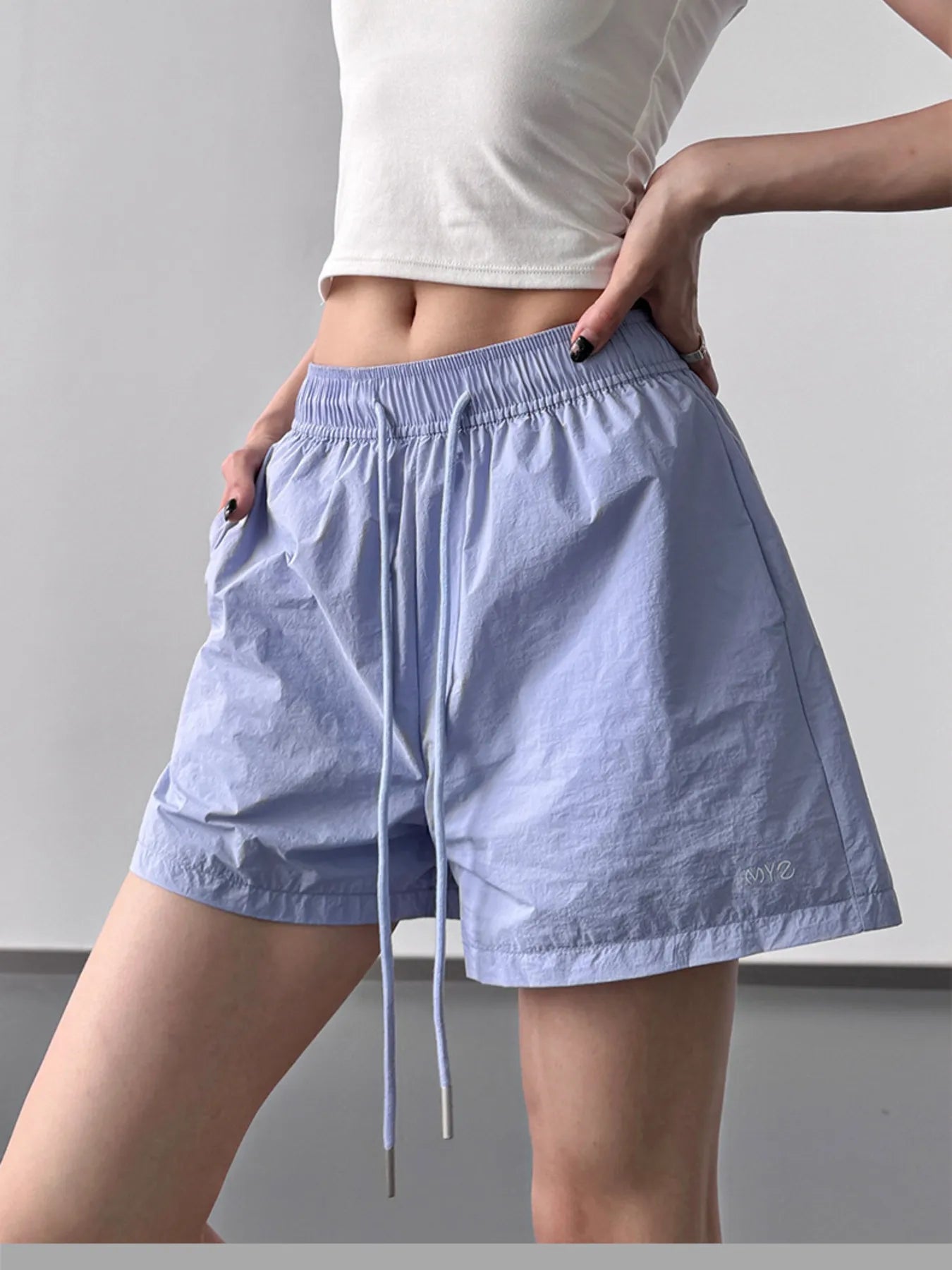High Waisted Drawstring Shorts - Velora