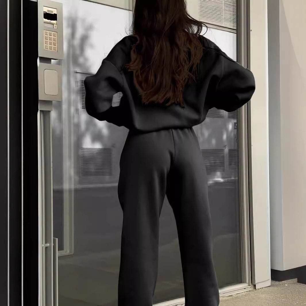 Long-sleeved Sports Sweatshirt Suit Fashion Stand-up Collar Zip-up Top And Elastic Band Trousers With Pocket Srping Fall Clothing For Women - Velora