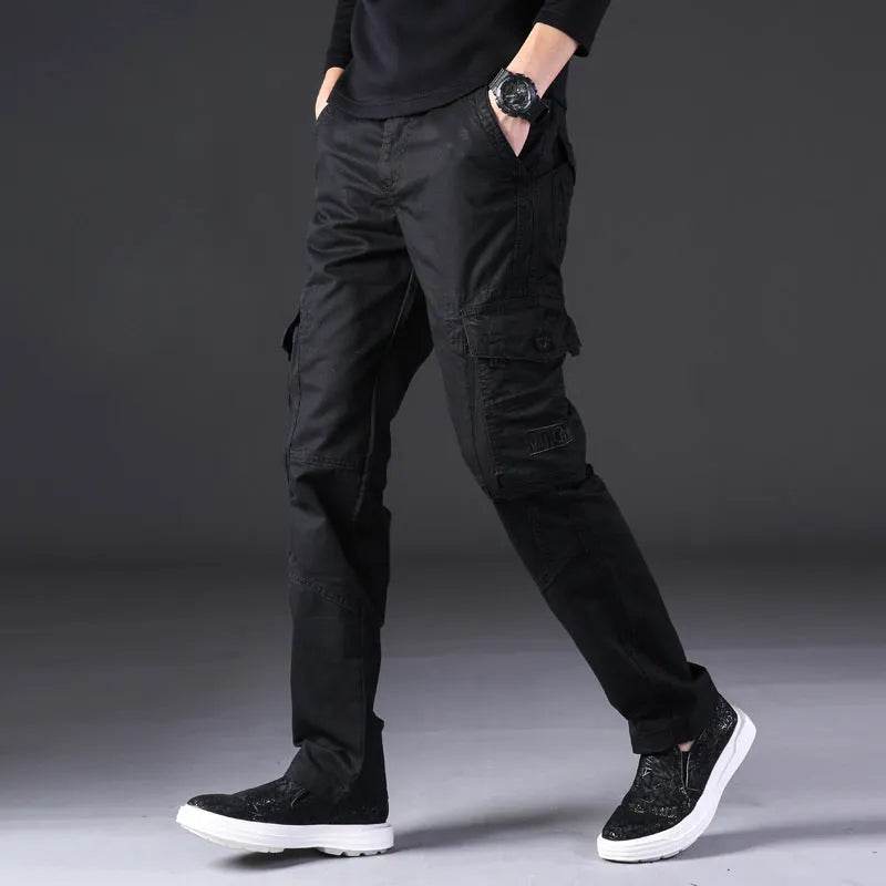 Overalls Men's Outdoor Casual Trousers Pure Cotton Straight Loose Multi-pocket Cargo Pant - Velora