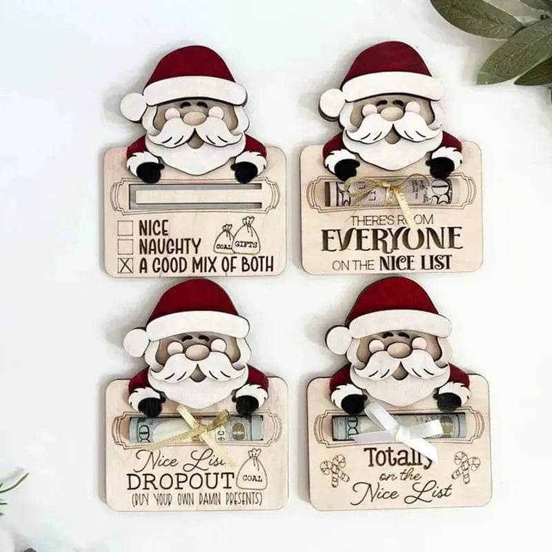 Wooden Cute Santa Claus Cash And Gifts Card Clamp Creative Christmas Decoration Ornaments - Velora