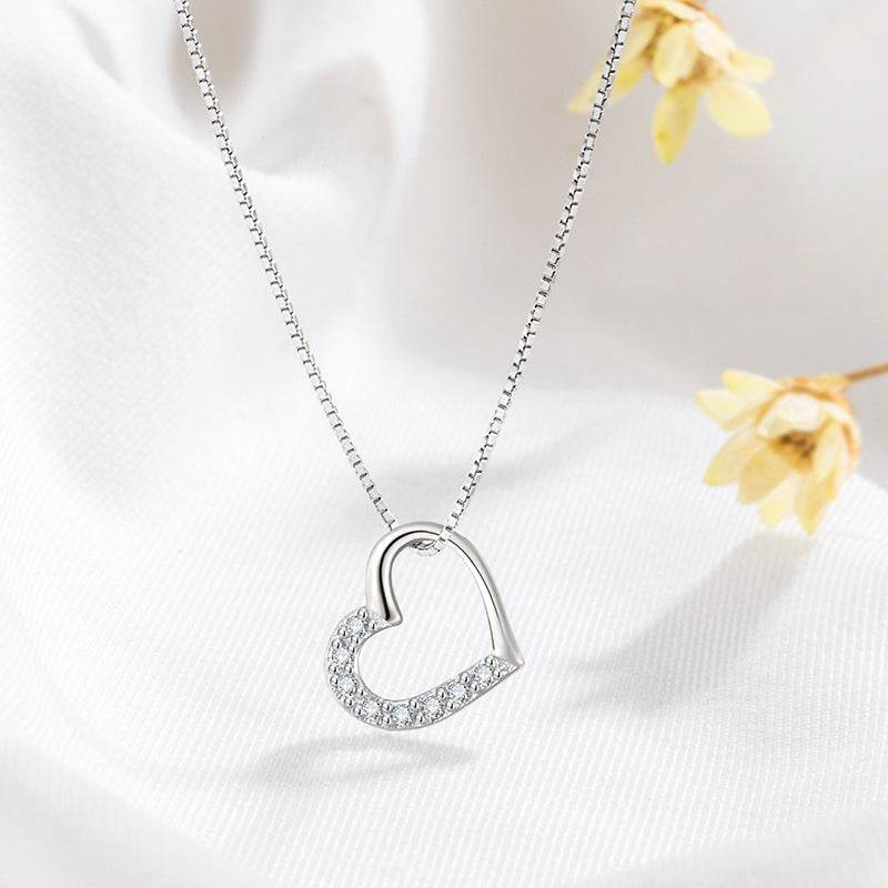 S925 Sterling Silver Love Heart Pendant Necklace For Women Fashion Jewelry Ladies Gold Color Clavicle Chain High Quality Jewelry Gifts - Velora