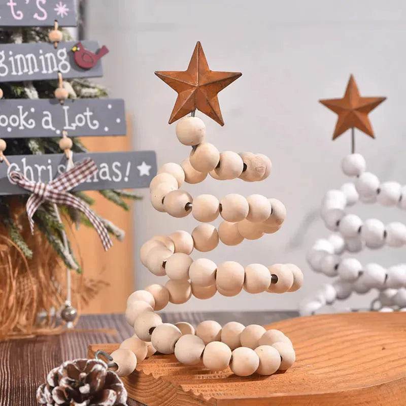 Creative Wooden DIY Twine Wooden Bead Christmas Tree decorations Ornaments - Velora