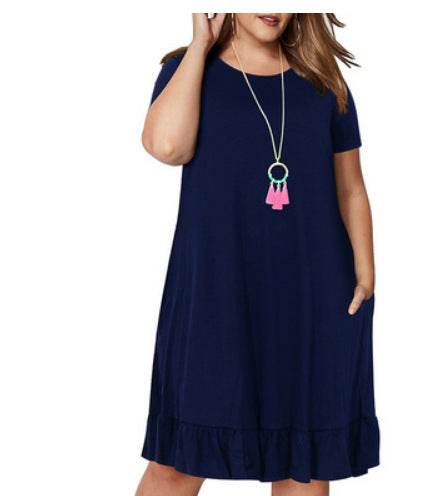 Plus Size Summer Dresses Round neck Short Sleeve Mini dress - Velora