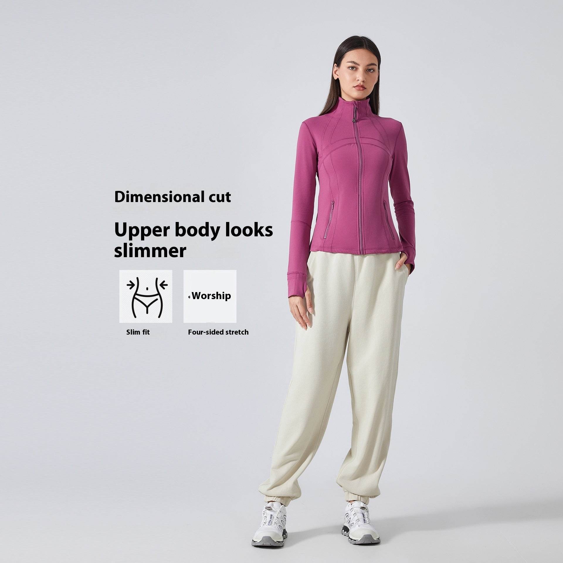 Long Sleeve Workout Tops for Women Halter Neck Zip Up gym top - Velora