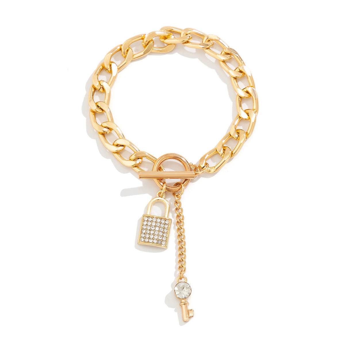 Thick Chain With Shiny Lock And Key Pendant Necklace For Women Trendy Ladies Accessories On The Neck Fashion Jewelry Female - Velora