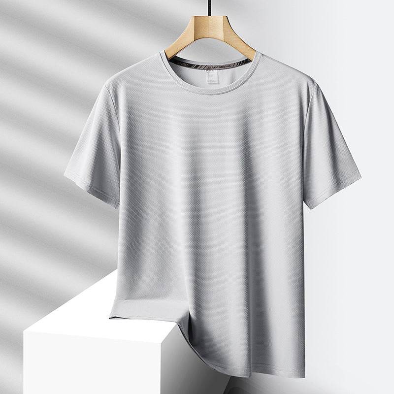 Men's Ice Silk Casual Sports Round Neck Oversized T-shirt - Velora
