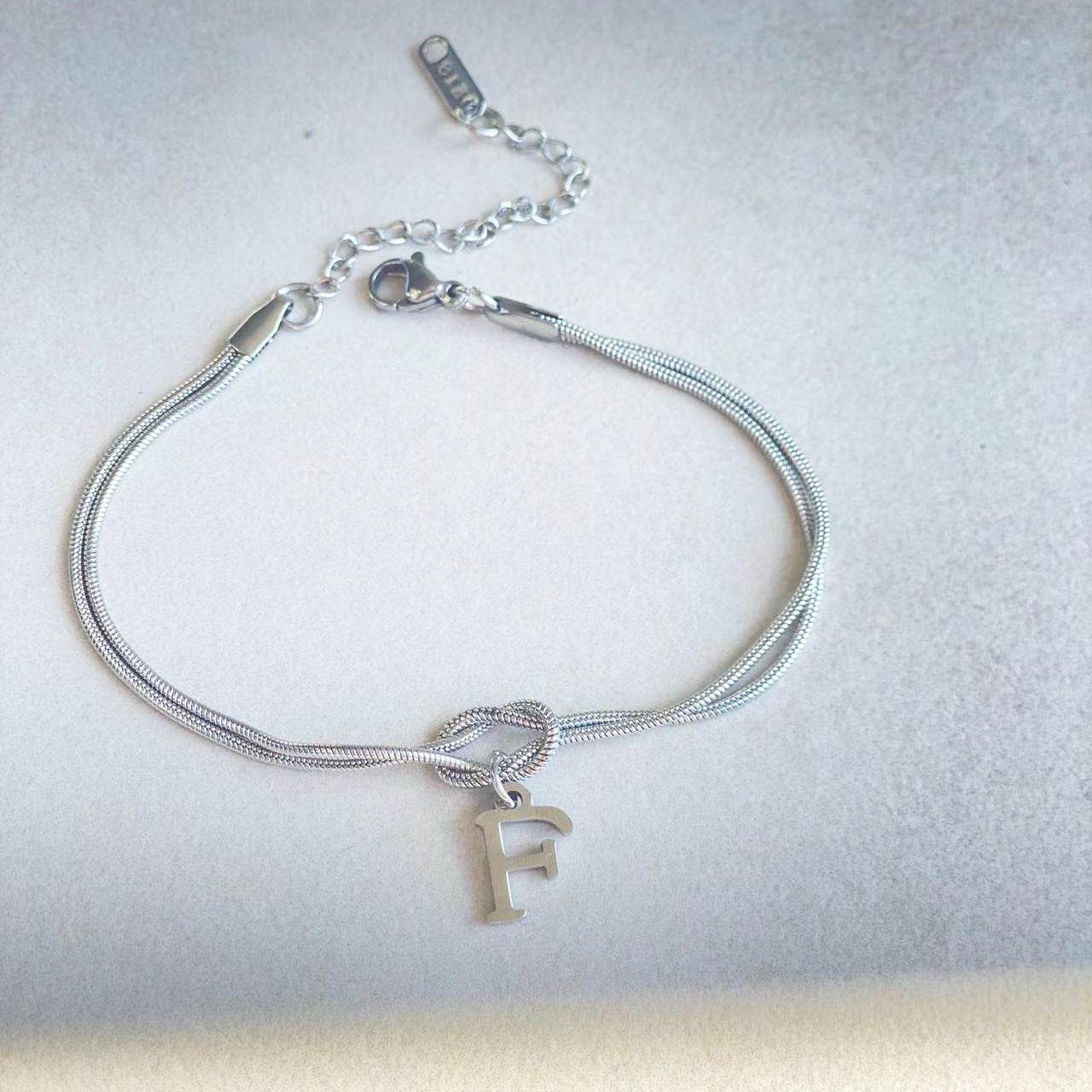 New Letter A-Z Love Knot Bracelets For Women Couple Gold Color Dainty Snake Chain Charm Bracelet Stainless Steel Jewelry Gift Valentine's Day Gifts - Velora
