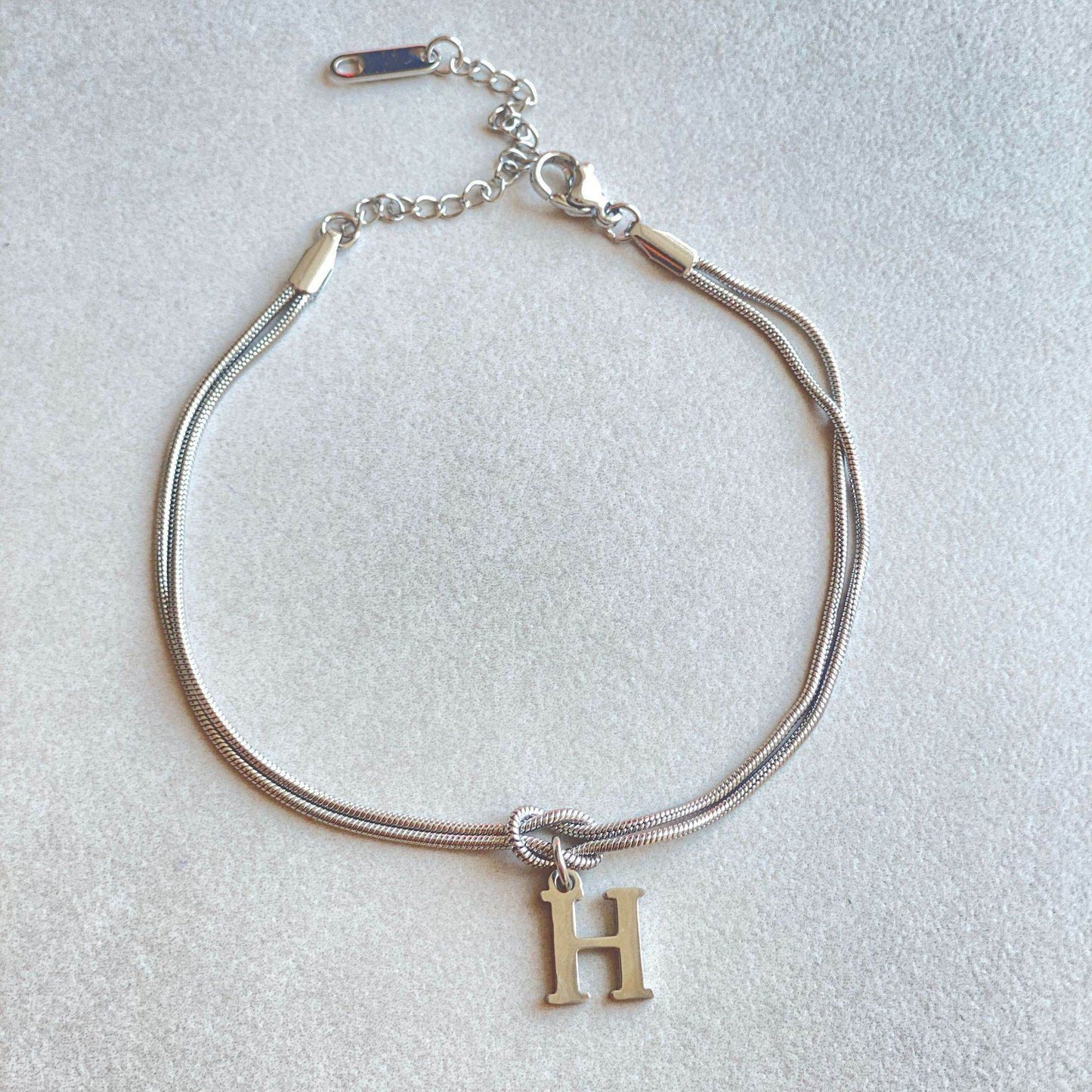 New Letter A-Z Love Knot Bracelets For Women Couple Gold Color Dainty Snake Chain Charm Bracelet Stainless Steel Jewelry Gift Valentine's Day Gifts - Velora