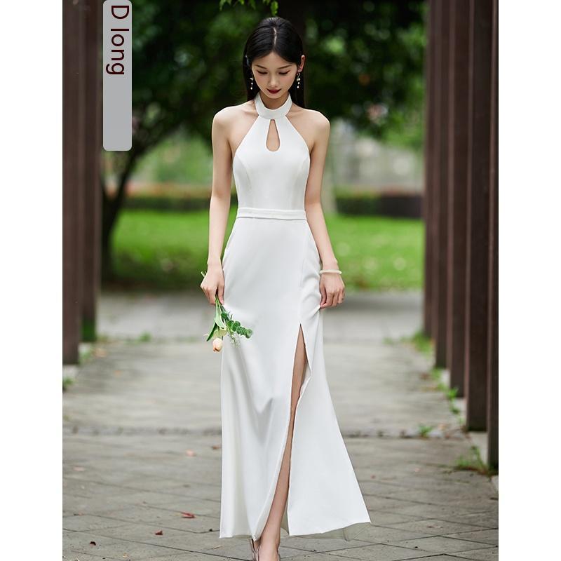 White Bridesmaid Dress Senior Dress Daily Style Formal Dress