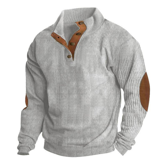 Corduroy Casual Stand Collar Long-sleeved Sweater men - Velora