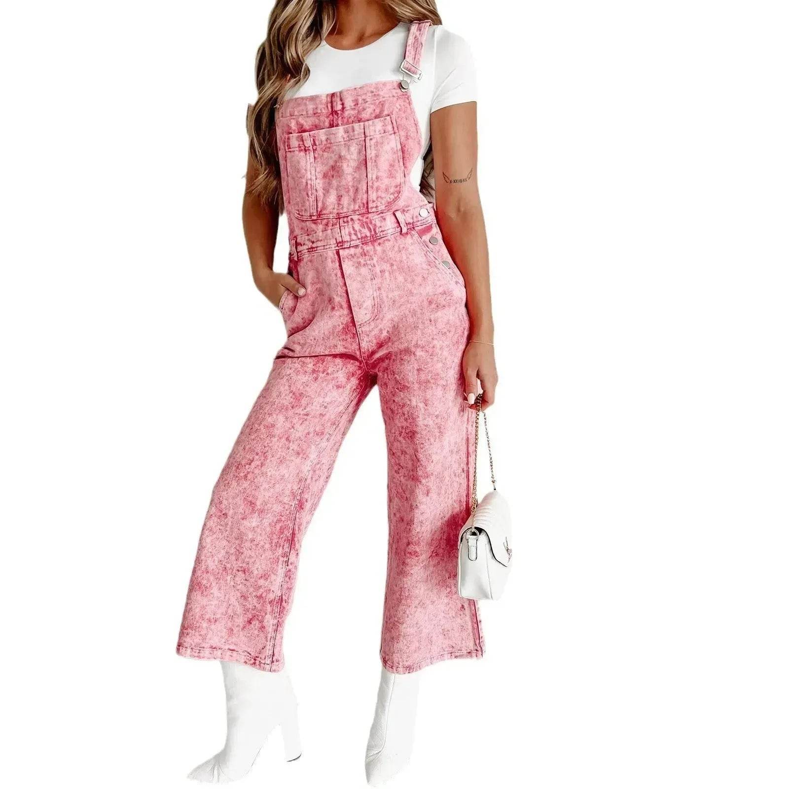 Retro Sleeveless Adjustable Denim Overalls corduroy dungarees womens denim romper Jumpsuit overall jeans for women - Velora