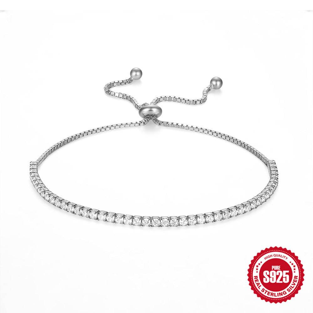 S925 Sterling Silver Fashionable All-match Elegant Single Row Tennis Zircon Women's Bracelet - Velora