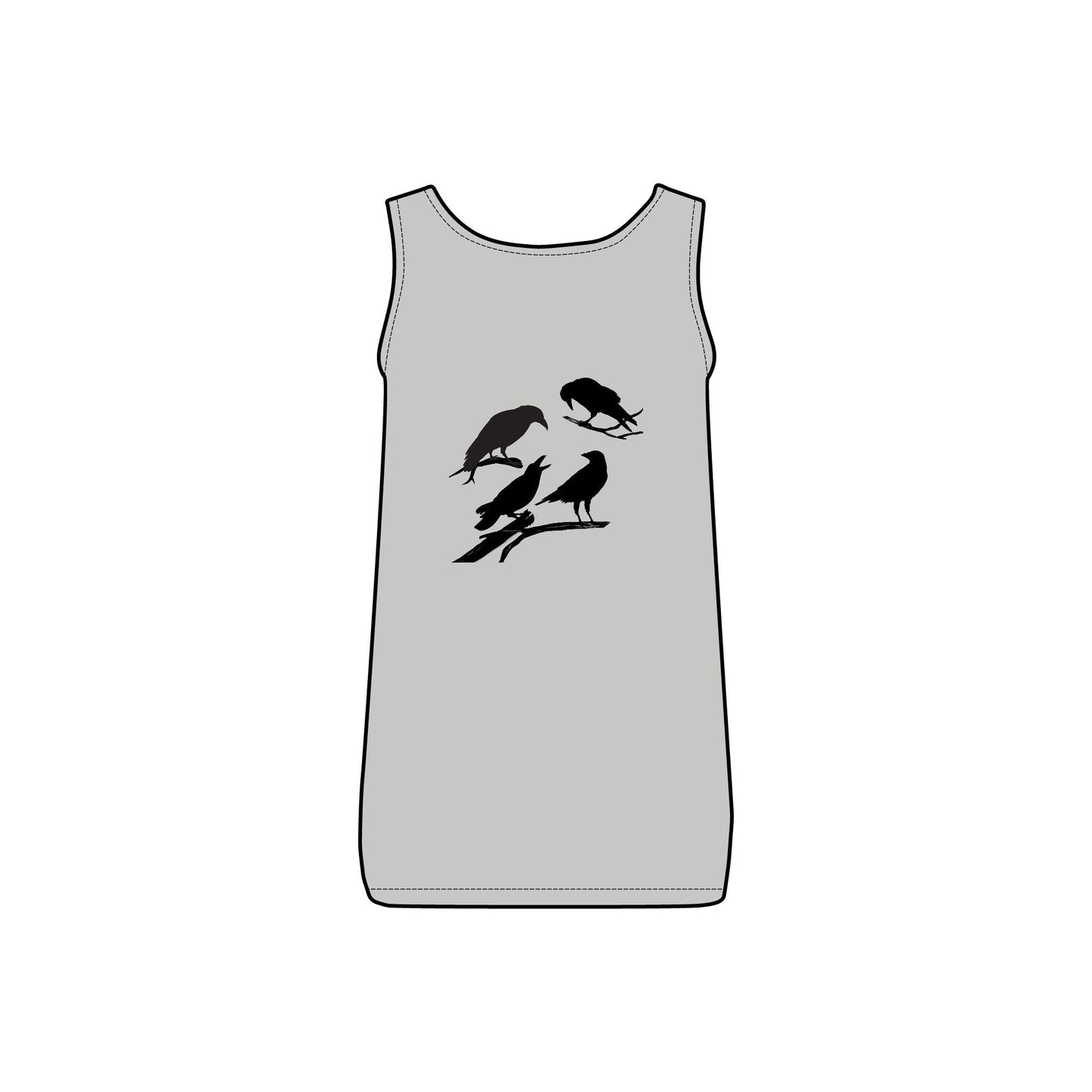 Sassy's Garage Women's Micro Ribbed Tank Top, Casual Summer Wear, Crow Graphic Tee, Trendy Vintage Style - Velora