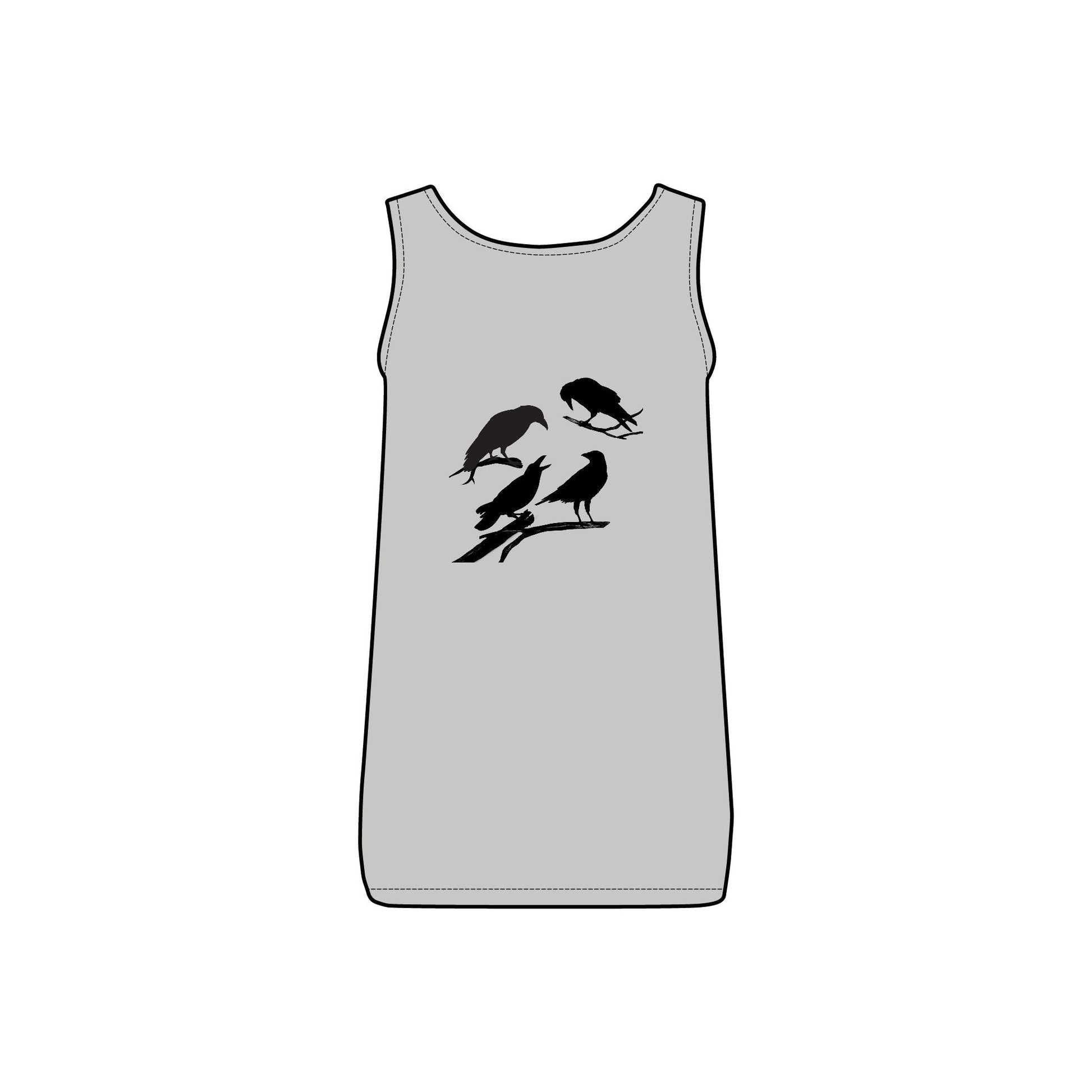 Sassy's Garage Women's Micro Ribbed Tank Top, Casual Summer Wear, Crow Graphic Tee, Trendy Vintage Style - Velora