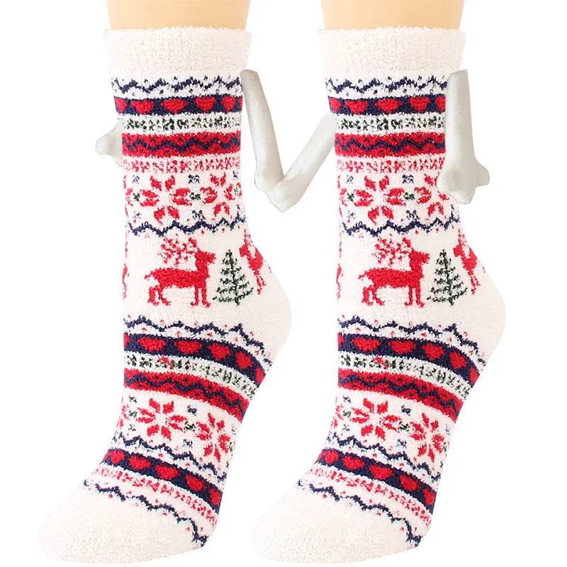 Soft Carton Christmas-themed Fleece Winter Home socks for Women
