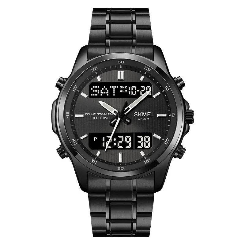 Multifunctional Men's Steel Strap Watch Double Display Sports - Velora
