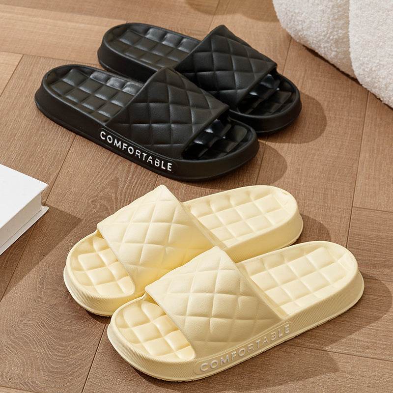 Men's Home Slippers With Plaid Design Soft-soled Silent Indoor Floor Bathing Slippers Women House Shoes Summer - Velora