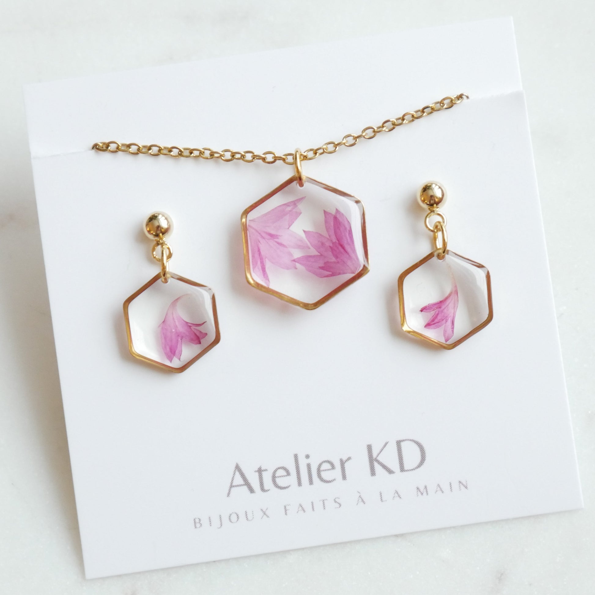 Parure Centaurée rose - hexa (moyen) - Velora