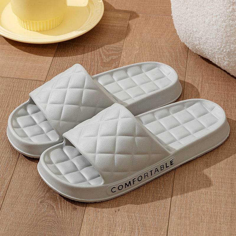 Men's Home Slippers With Plaid Design Soft-soled Silent Indoor Floor Bathing Slippers Women House Shoes Summer - Velora