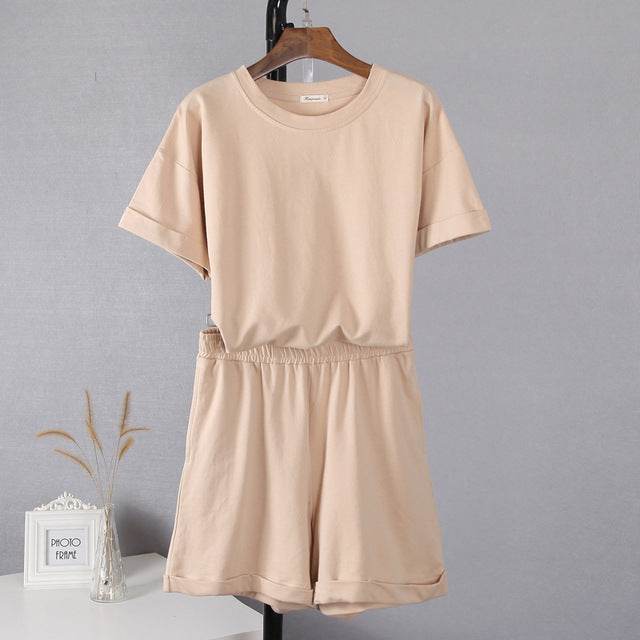 Hirsionsan Summer Cotton Sets Women Casual Two Pieces Short - Velora