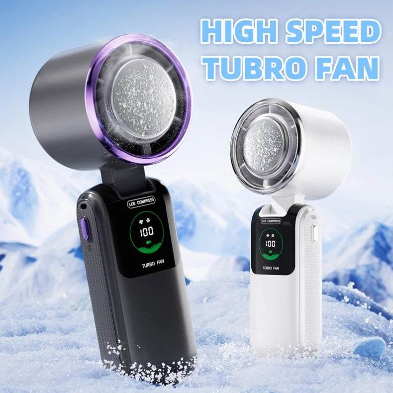 New Ice Pack High-Speed Handheld Eletirc Fan Speed Adjustable Folding Mini Fan Portable Outdoor Hanging Neck Small Fan - Velora
