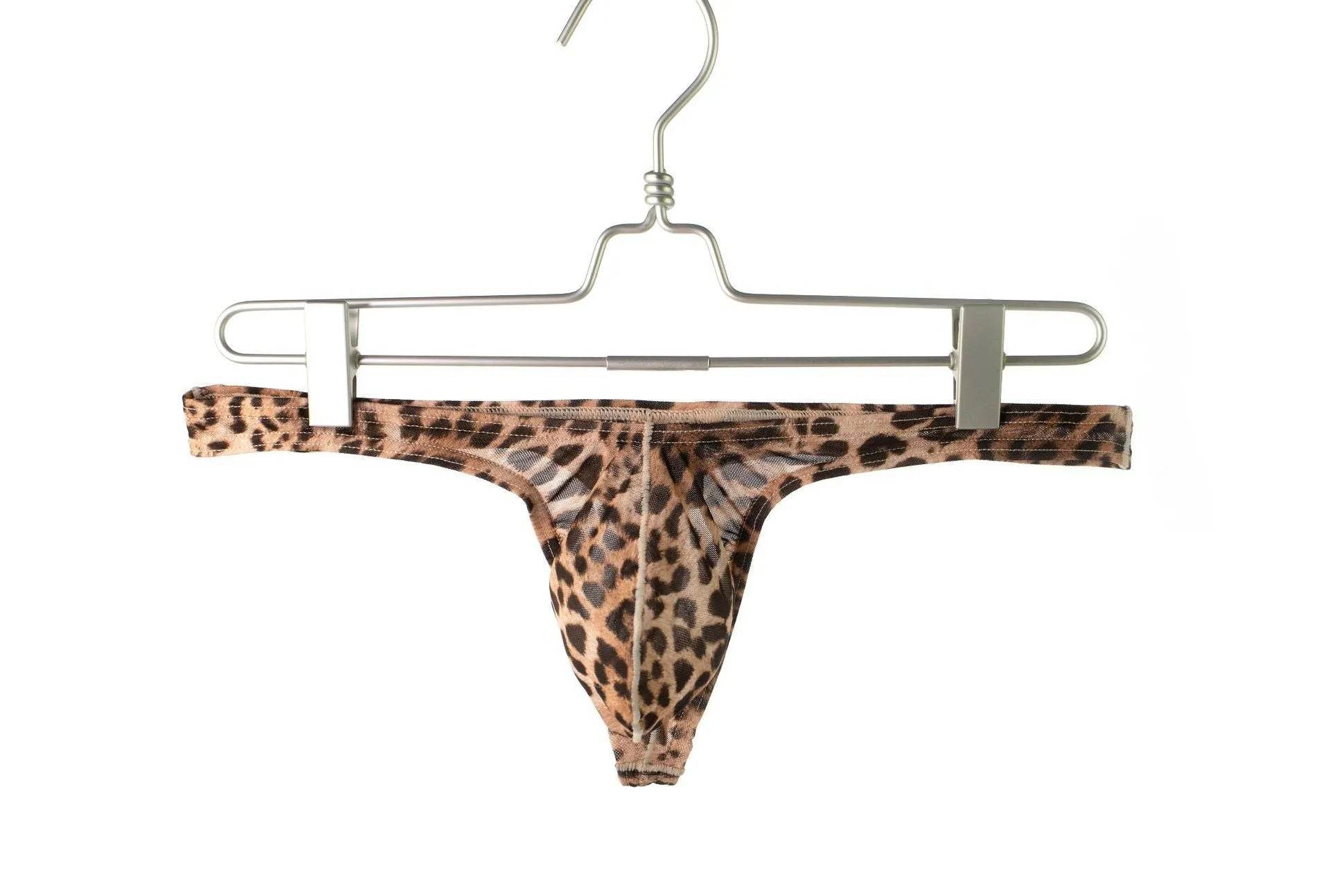 Men's Underwear Leopard Mesh T-back Low Waist thong Briefs - Velora
