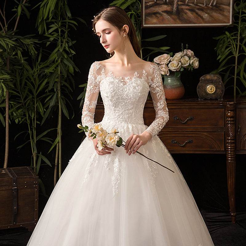 Primary Wedding Dress Long Sleeve French Style - Velora