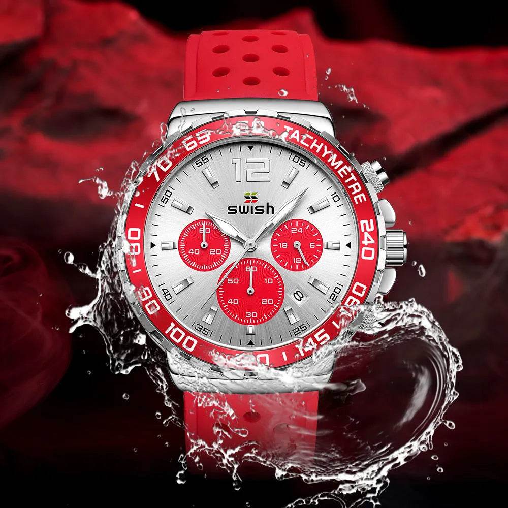 Men's Luminous Sports Breathable Hole Silicone Strap Six-pin Quartz Watch - Velora