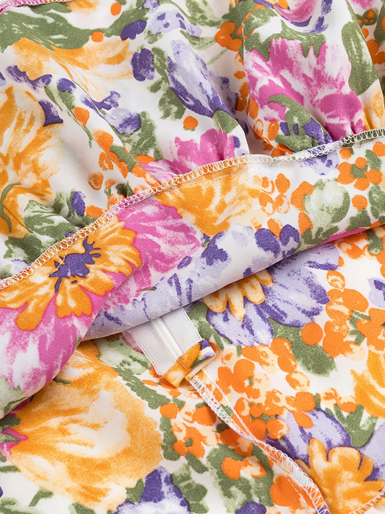 Floral Print Ruffled Hem Dress - Velora