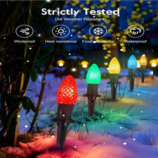 Christmas Solar C9 Strawberry Floor Plug Multicolored Rope String Lights 20pcs - Velora