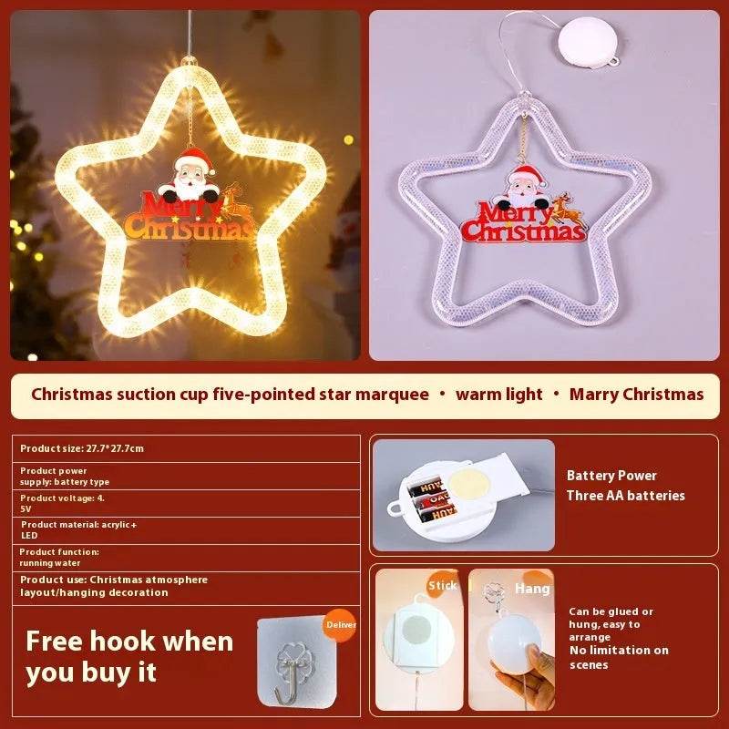 Christmas Pendant Decoration Christmas Atmosphere Led Lights Led Christmas Star Light Decoration For Window Door For Holiday - Velora