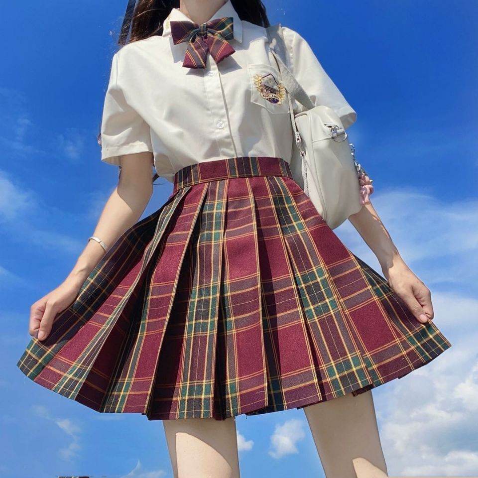 Student Jk Plaid Skirt Preppy Style Mini Pleated Kilt Skirt - Velora