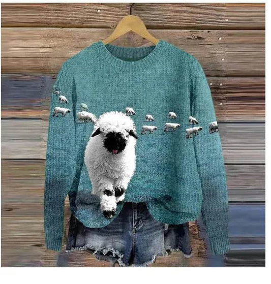 3D Printed Christmas Round Neck Sweater - Velora