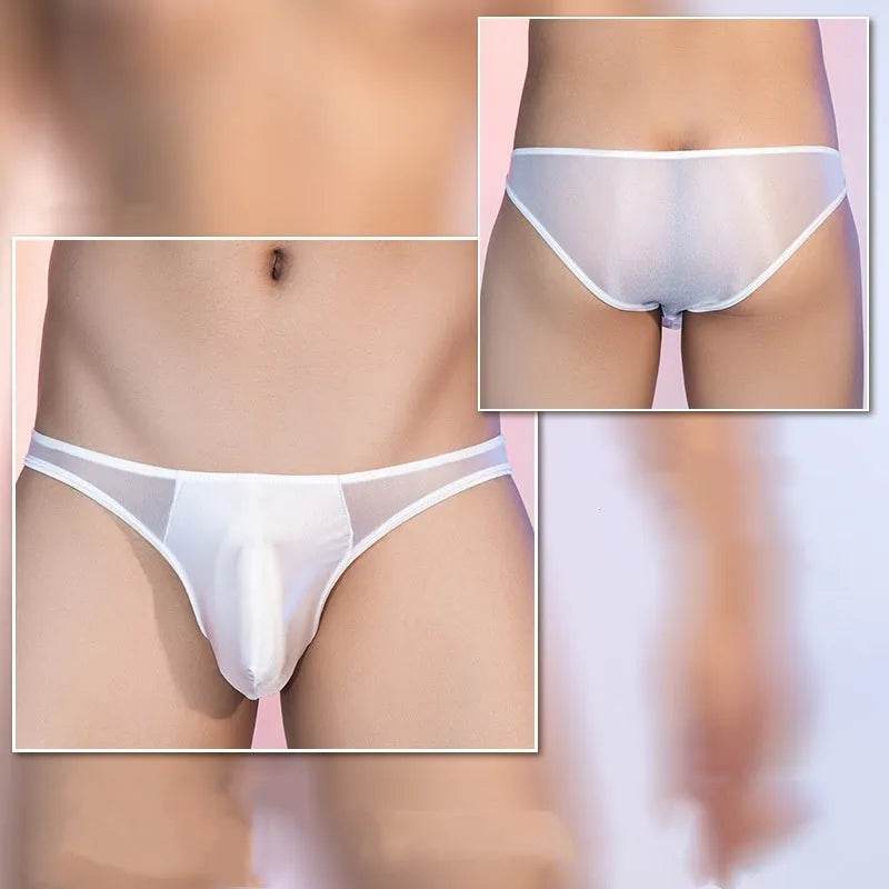 See-through Thin Transparent Silky Men's Low Waist Briefs