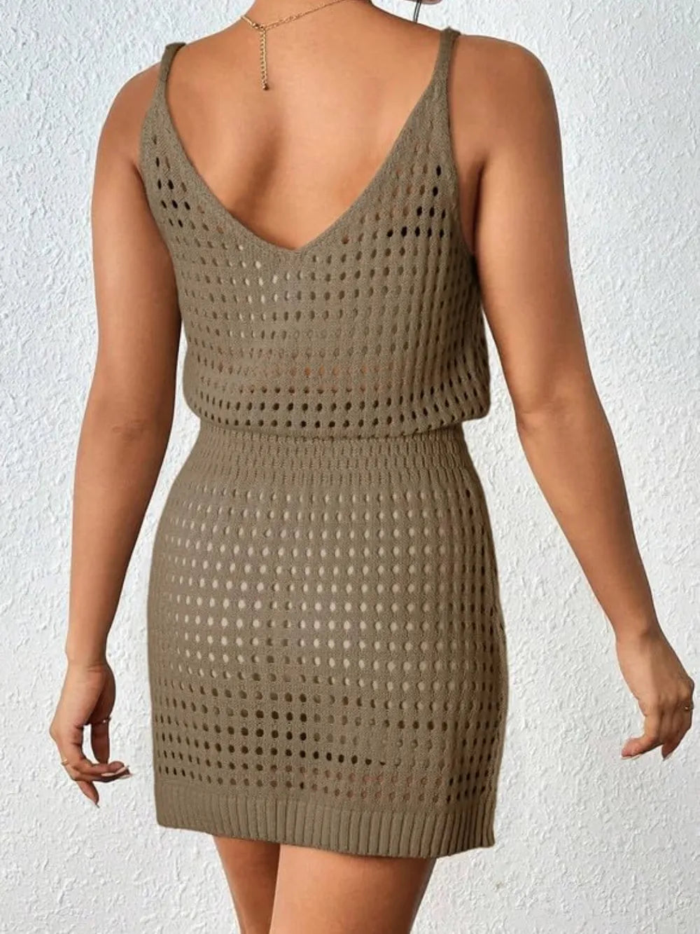 Openwork V-Neck Sleeveless Cover Up Dress - Velora